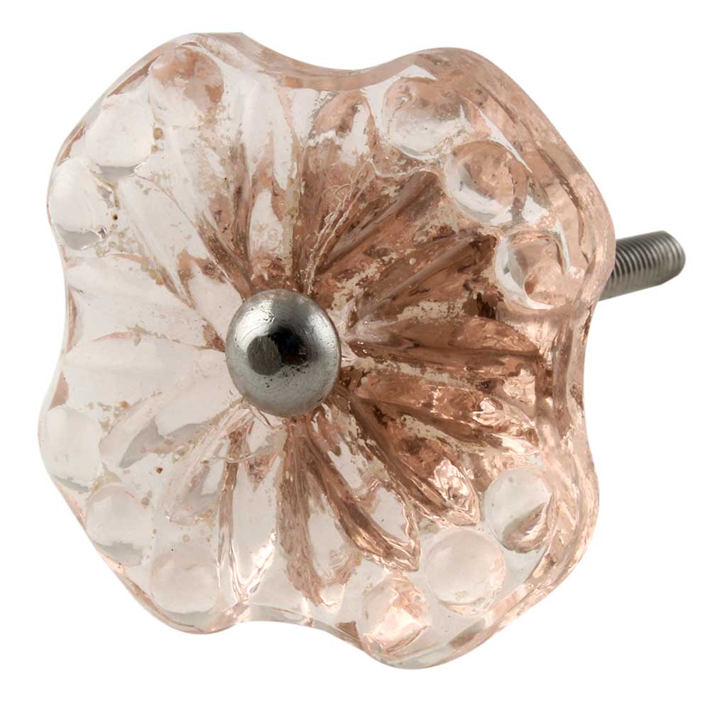 Pink Square Glass Flower Knobs